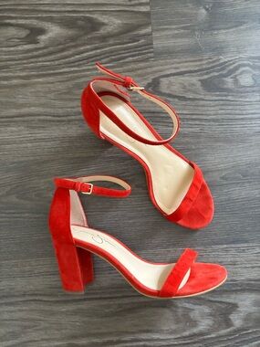 Jessica Simpson Monrae Red Ankle Strap Block Heel Sandal - 8.5